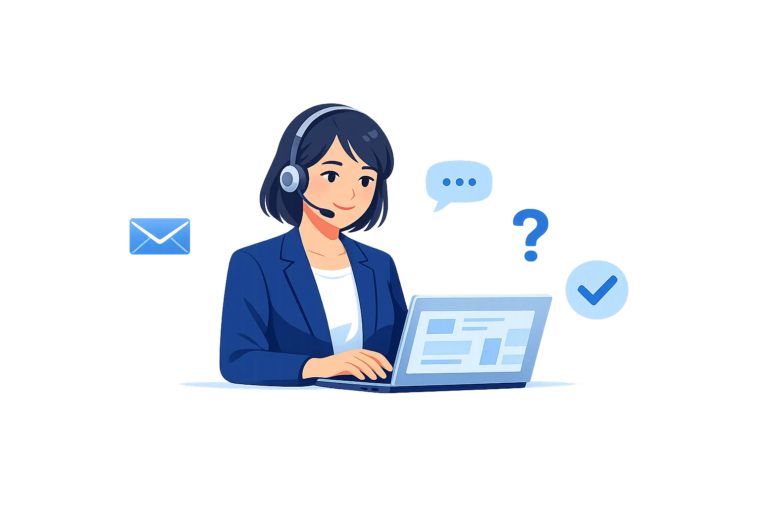 サポート担当者が問い合わせ対応しているイラスト